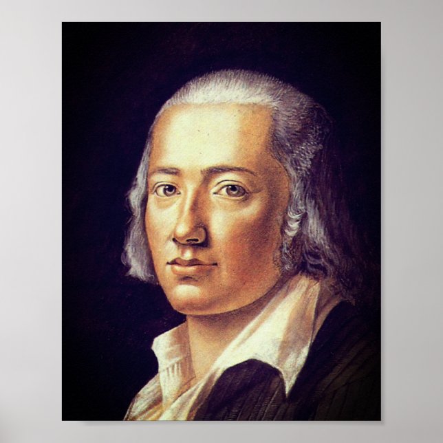 Poster Friedrich Hölderlin por Franz Carl Hiemer, 1792 (Frente)