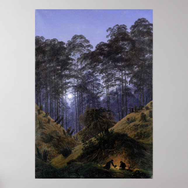 Poster Friedrich - Interior da Floresta ao Luar (Frente)