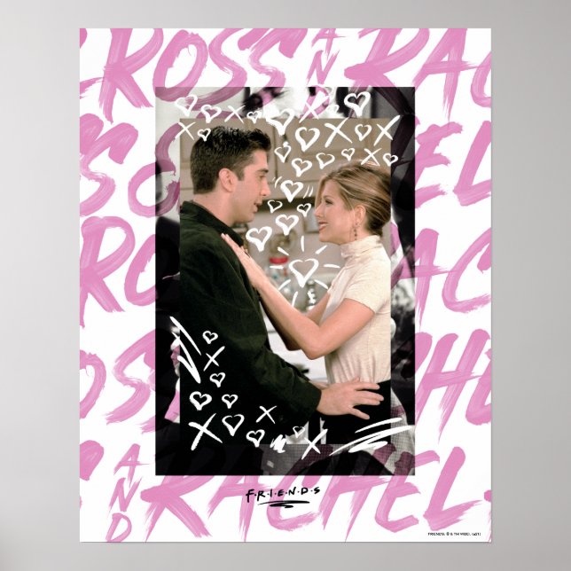Poster FRIENDS™ | Ross E Rachel Desenharam Corações (Frente)