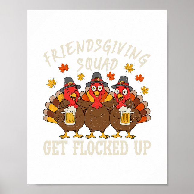Poster Friendsgiving Squad Turkey Thanksgiving Friends Dr (Frente)