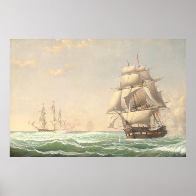 Poster Frigate Presidente, Fitz Henry Lane Fine Art Poste (Frente)