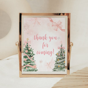 Poster Frio de Natal rosa - Obrigado por vir