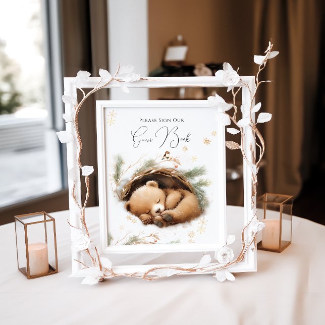 Poster Frio Fora do Urso da Madeira Chá de fraldas de inv (Criador carregado)