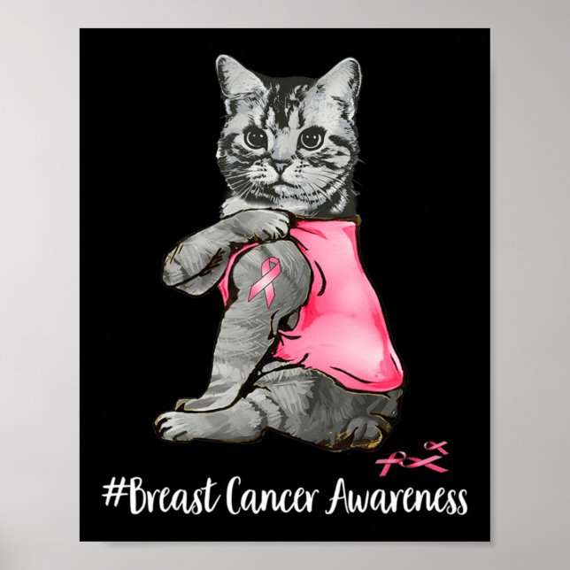 Poster Frio Rosa De Gato Engraçado Em Outubro Vestimos A  (Frente)