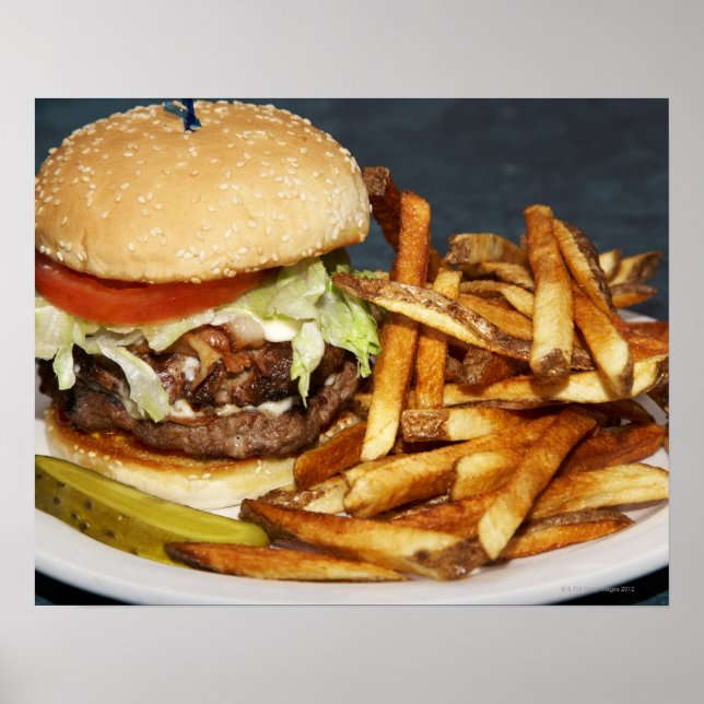 Pôster Fritas de hambúrguer com 2,5 Kg e Cola (Frente)