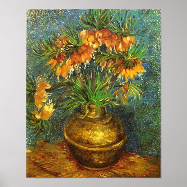 Poster Fritillarias em cobre Vase Van Gogh de arte (Frente)