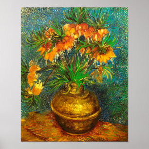Poster Fritillaries em umas belas artes de cobre de Van