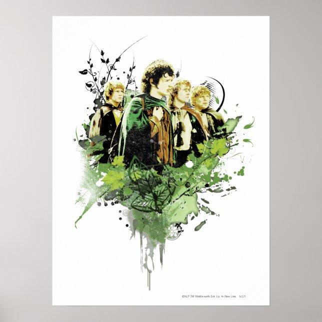 Poster FRODO™ com colagem do vetor de Hobbits (Frente)
