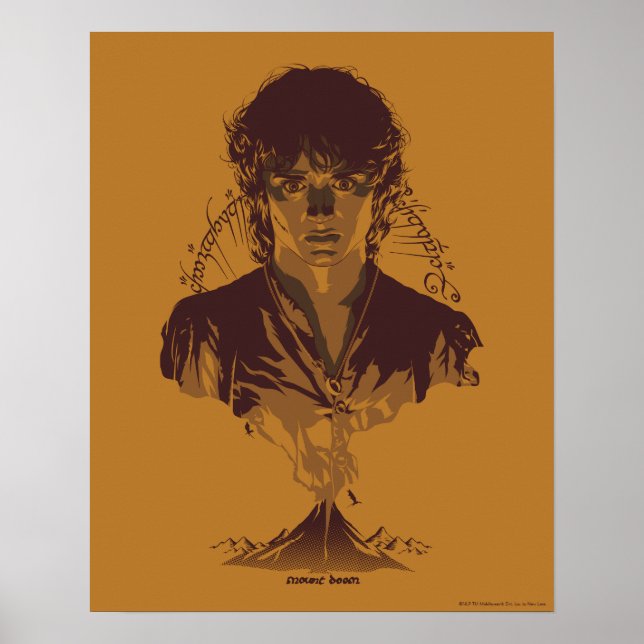 Poster FRODO™ MOUNT DOOM™ Inscrição Tengwar Gráfica (Frente)