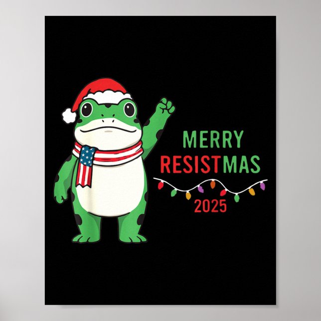 Poster Frog Retro Merry Resistmas Funny Litical Christmas (Frente)