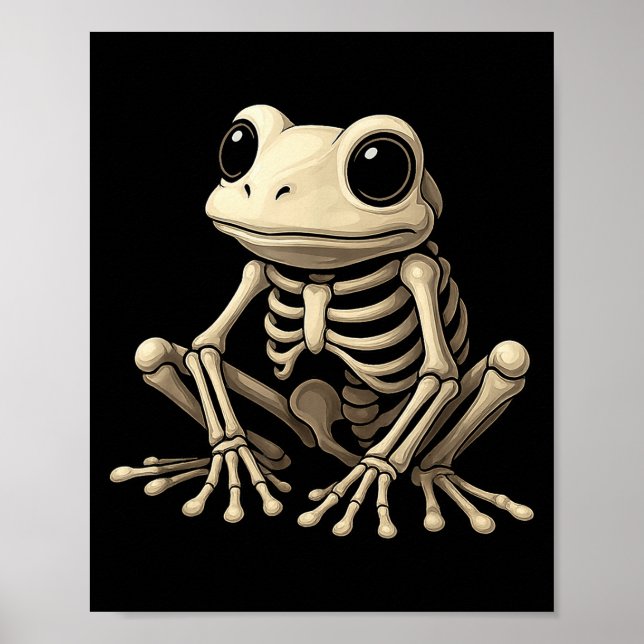 Poster Frog Skeleton Halloween Funny Frog Lover Men Women (Frente)
