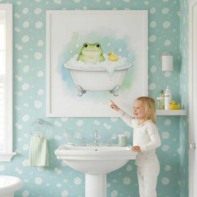 Poster Froggy Bath Time Fun Kids Bathroom Wall Art (Criador carregado)
