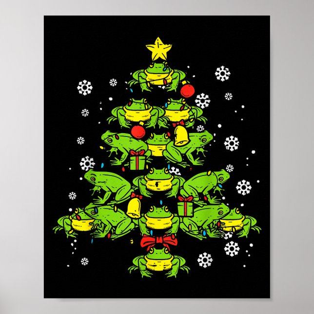Poster Frogs Christmas Tree Animal Xmas Women Men Kids  (Frente)