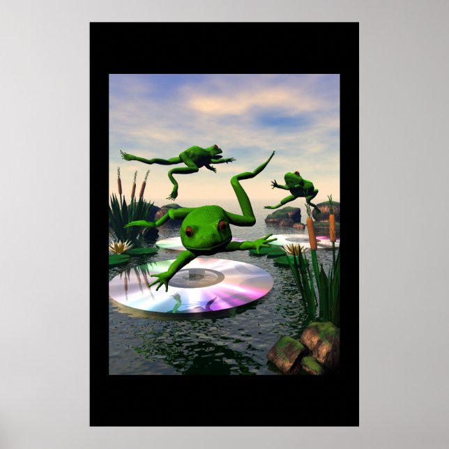 Poster Frogs Jumping on CD Lily Pads (Frente)