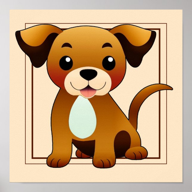 Poster Fröhlicher, brauner Hund, sitzend -  (Frente)