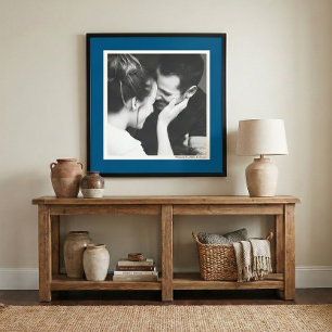 Poster Fronteira Azul Personalizada Casal Foto Minimalist