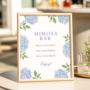 Poster Fronteira Clássica de Hortênsias Azuis Bar Mimosa