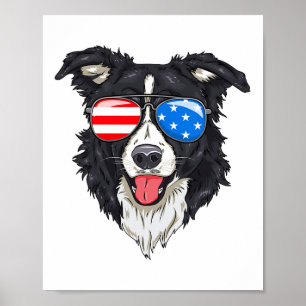 Poster Fronteira Collie Lover Cão Patriótico 4 De Julho D