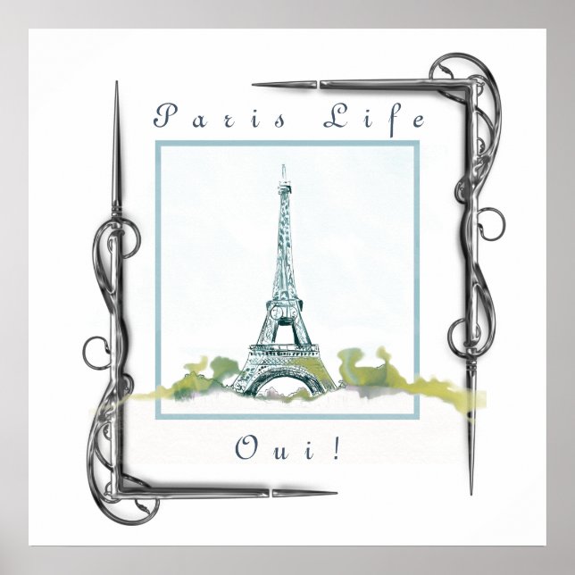 Poster Fronteira Vitoriosa da Aquarela de Paris Eiffel To (Frente)