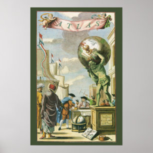 Pôster Frontispício de Atlas da Era Barroca Vintage Globo