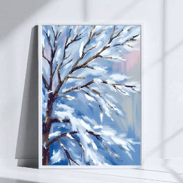 Poster Frosted Branches | Winter Snow Tree Painting