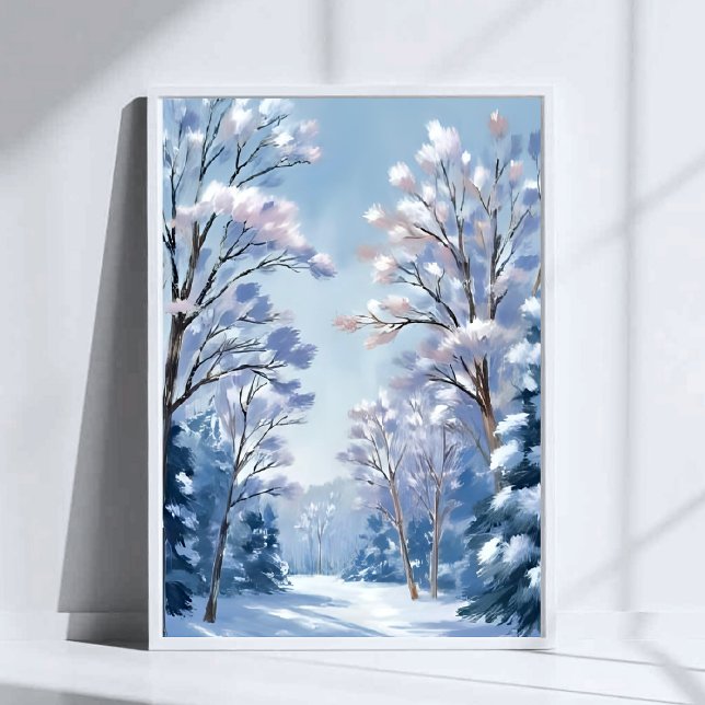 Poster Frostlight Forest | Winter Snow Watercolor Nature (Criador carregado)