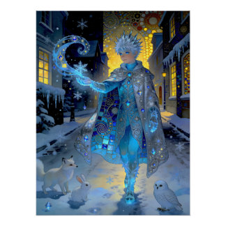 Pôster Frostmaker of a Moonlit Street – A Winter Portrait