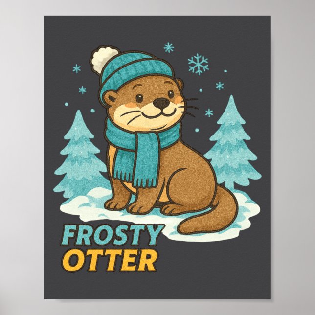 Poster Frosty Otter Winter Charm Art Long Sleeve  (Frente)