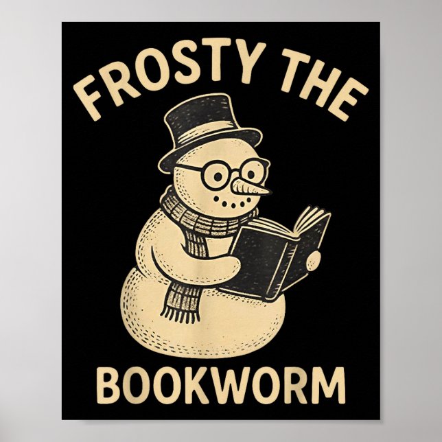 Poster Frosty The Bookworm Snowman Reading  (Frente)