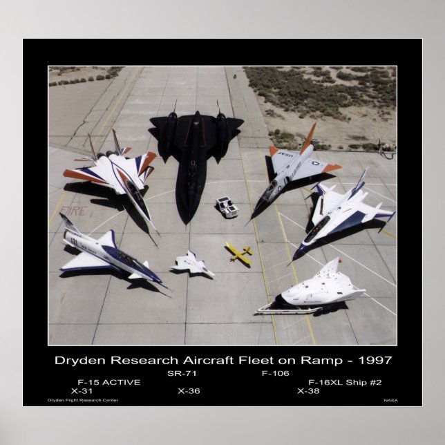 Poster Frota de Aeronaves de Pesquisa Dryden na Pista - 1 (Frente)