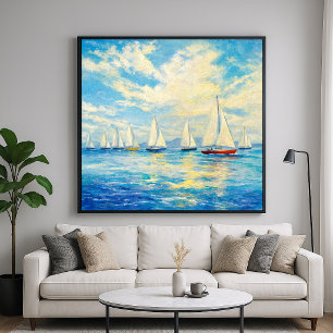 Poster Frota de veleiros - Paisagem Marítima em Estilo de