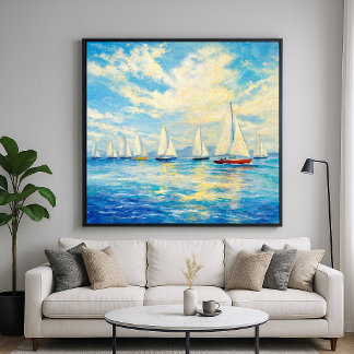 Poster Frota de veleiros - Paisagem Marítima em Estilo de