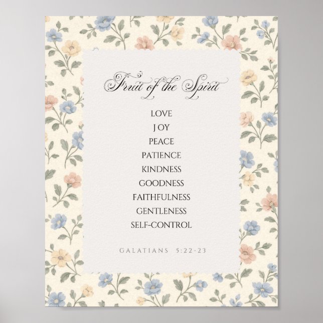 Poster Fruit of the Spirit Galatians 5:22–23 Bible Verse  (Frente)