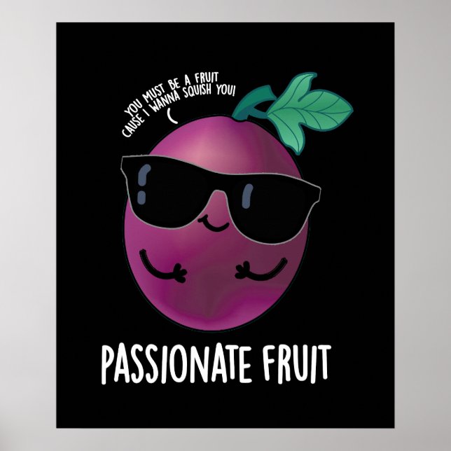 Poster Fruta Apaixonada Engraçada Fruta Pun Escuro BG (Frente)