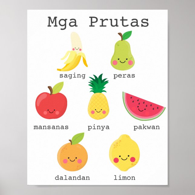 Poster Fruta de aprendizado de crianças filipinas (Frente)