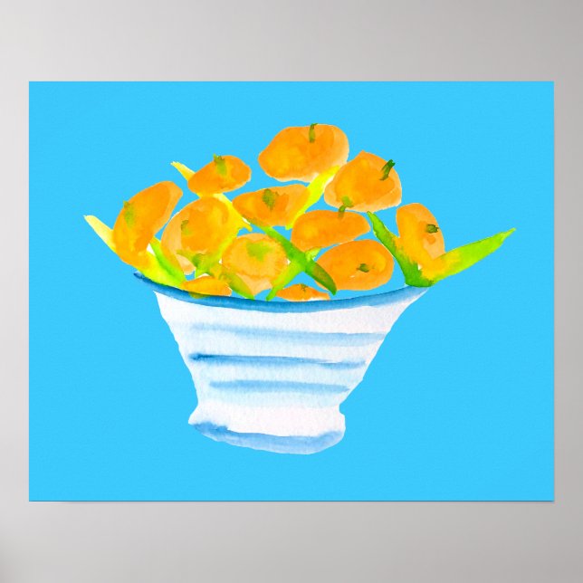Poster Fruta de aquarela de kumquats laranja (Frente)