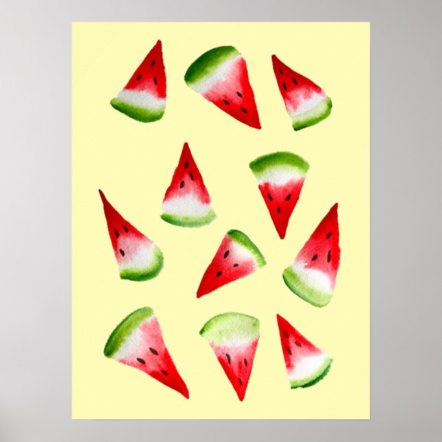 Poster Fruta de aquarela de melancia (Frente)