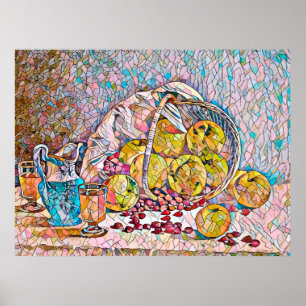 Poster Fruta de cesta de jarro comida estática Abstrato