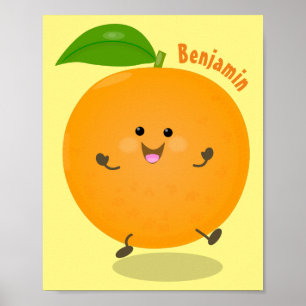 Poster Fruta de citrinos de laranja-dança