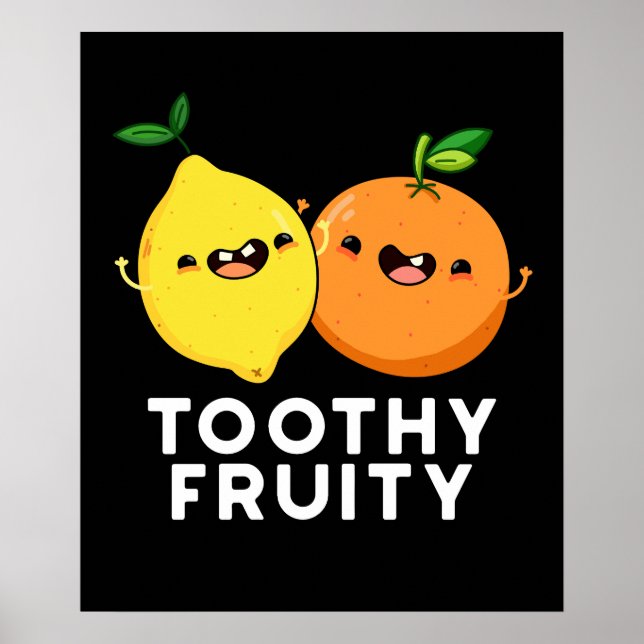 Poster Fruta Dentada Fruta Engraçada Pun Escuro BG (Frente)