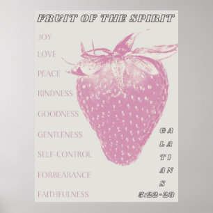 Poster Fruta do Espírito/Arte Pop / Morango / Rosa