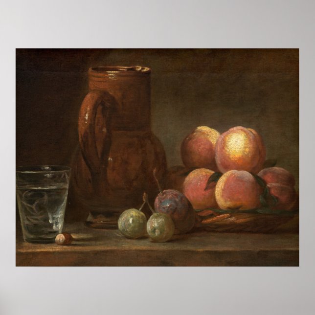 Poster Fruta, Jug & Glass - Jean-Siméon Chardin Fine Art (Frente)