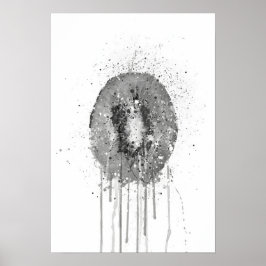Poster Fruta Kiwi Cinza