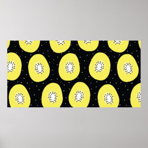 Poster Fruta Kwi, padrão de colheita sem costura. Traço