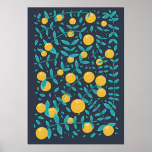 Poster Fruta Laranja Vintage