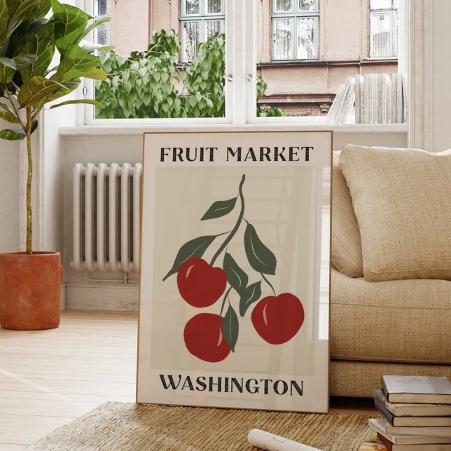 Poster Fruta Market Washington Red Apples Comida (In situ Living room)