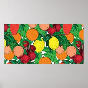 Poster Fruta sem soldadura, desenho desenhado à mão, la
