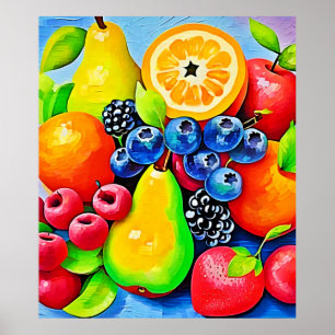 Poster Fruta vibrante e vida estática