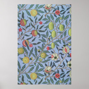 Poster Fruta William Morris Pomegranate Ornamento Azul