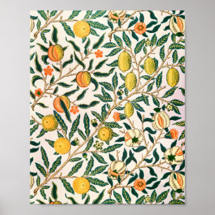 Poster Fruta William Morris Pomegranate Ornamento Branco
